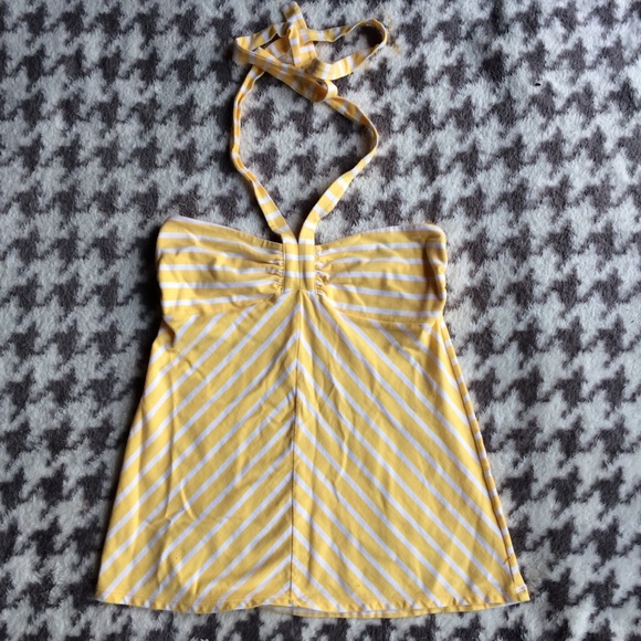 Yellow and white striped halter top - Picture 1 of 2